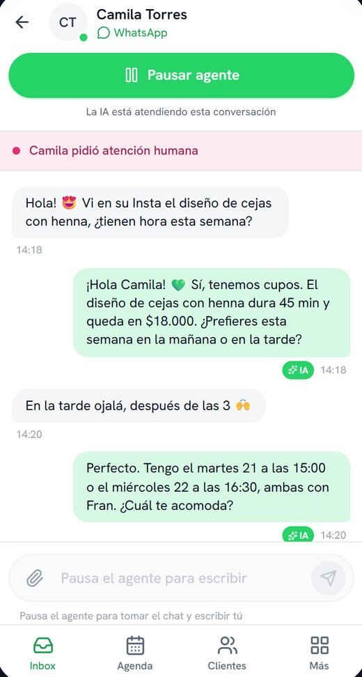 Ream AI en el teléfono: el agente responde, cotiza y agenda